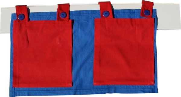Stofftasche Seitentasche für Hochbett oder Etagenbett blau-rot